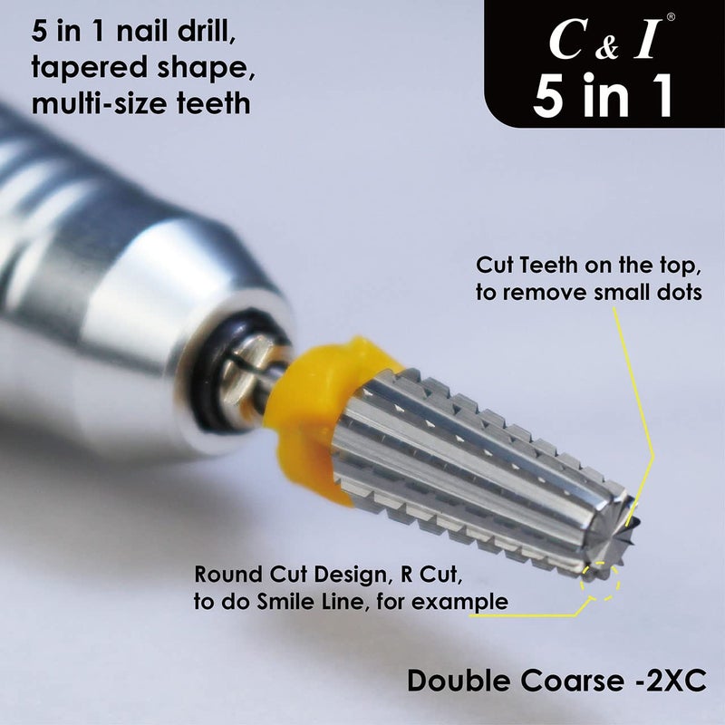 C & I C&I 5 in 1 Multi-function Tapered Shape Nail Drill, Professional Drill Bit for Nail Manicure Machine (XXC) - Image 3